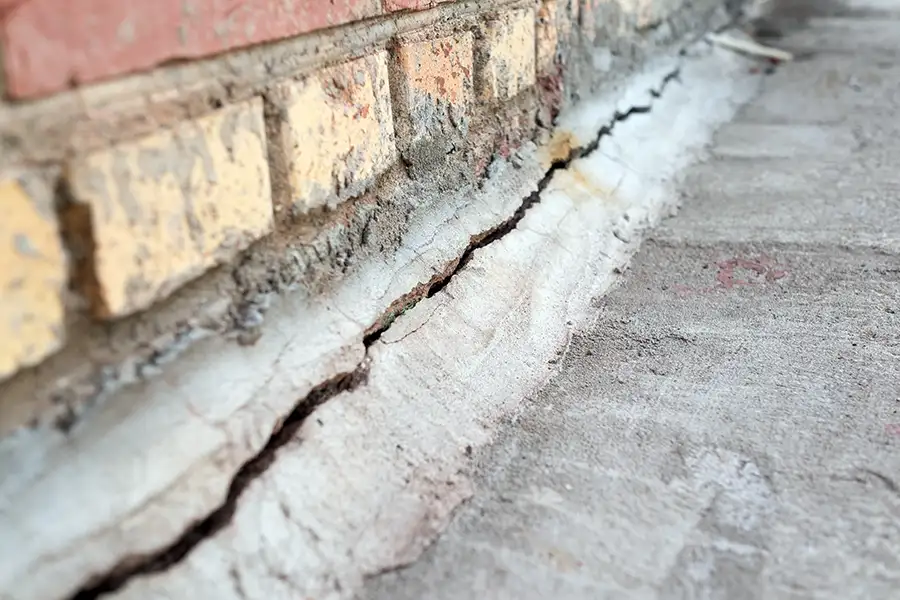 crumbling cracked home concrete foundation - Belleville, IL
